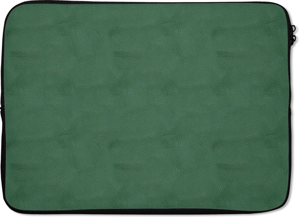 Laptophoes 14 inch - Inductie beschermer - Leer - Groen - Dierenhuid - Laptop sleeve - Binnenmaat 33x23 cm - Zwarte achterkant