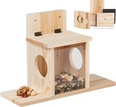 Kit de construction pour maison d'alimentation pour écureuils Relaxdays - 2 entrées - avec plate-forme assise - maison pour écureuils