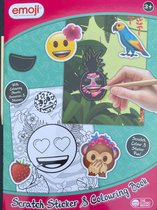 Emoji - Stickerboek - Krasboek en Kleurboek - Stickeren - Krassen - Kleuren - Roze - Groen - Zowel voor jongens als meisjes - 3+