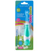 Brush-Baby | BabySonic | Electrische Baby Tandenborstel (0 - 3 jaar) | Lichtgevend | Timer & Pulse | Zuignapvoet | Groen | Incl. 2 opzetborstels en batterij