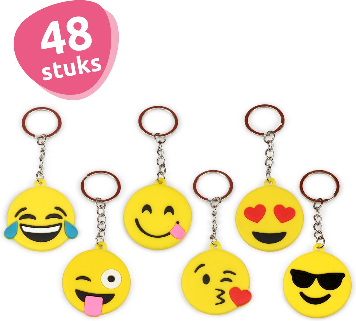 Isa's Friends® - Uitdeelcadeautjes Sleutelhangers Smileys - 48 stuks - Traktatie