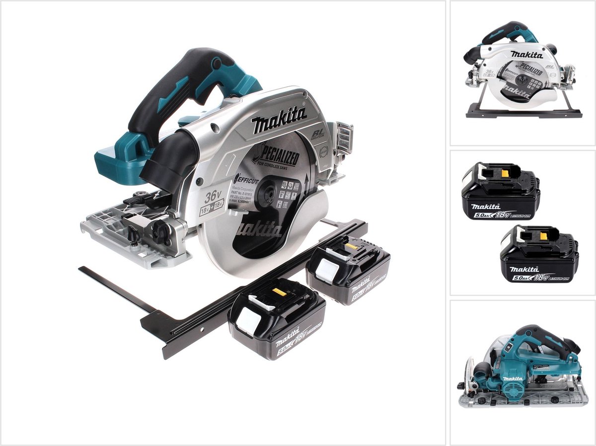 Makita DHS 900 T2 accu-handcirkelzaag 36 V (2x 18 V) 235 mm borstelloos + 2x accu 5,0 Ah - zonder lader
