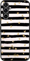 Casimoda® hoesje - Geschikt voor Samsung Galaxy A34 - Hart Streepjes - Zwart TPU Backcover - Gestreept - Groen
