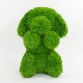 Tuinknuffel - zittende hond van kunstgras -grasfiguur tuindecoratie gras 30x34x36 cm
