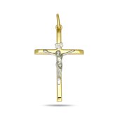 Juwelier Zwartevalk 14 karaat gouden bicolor kruis met Jezus - 14.290