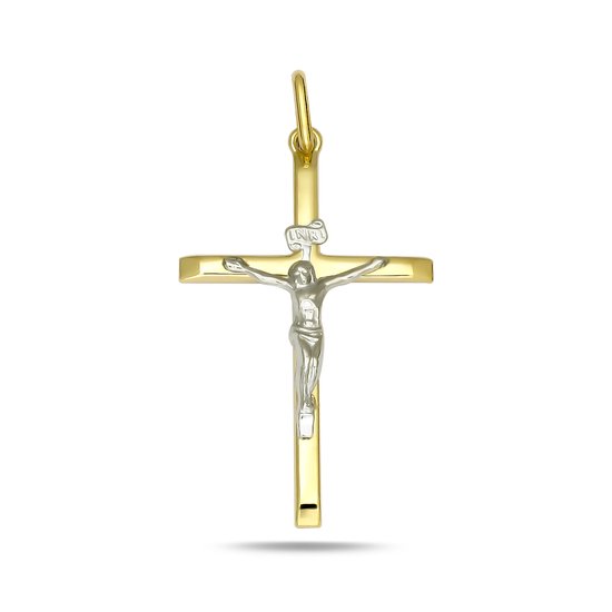Juwelier Zwartevalk 14 karaat gouden bicolor kruis met Jezus - 14.290