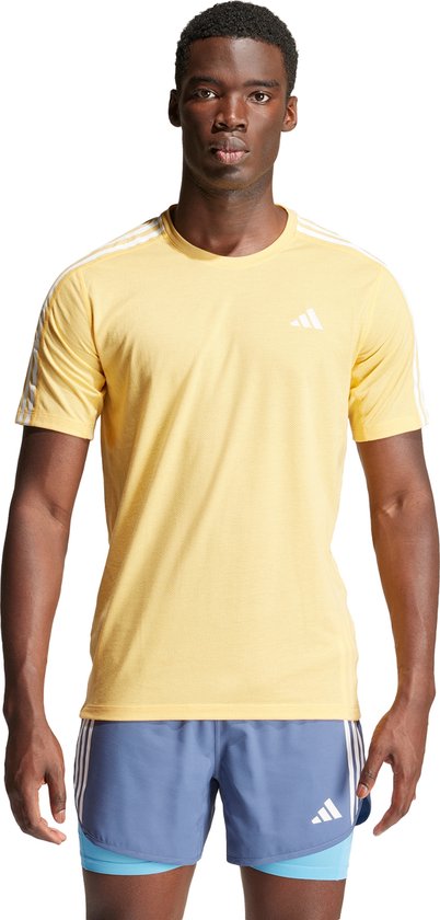 adidas Performance Own the Run 3-Stripes T-shirt - Heren - Geel- XS