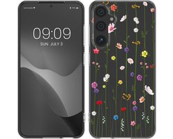 kwmobile telefoonhoesje geschikt voor Samsung Galaxy A55 5G - Hoesje voor smartphone in meerkleurig / transparant - Wilde Bloemen Stengels design