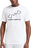 Wit T-shirt met groot grijs en zwart Under Armour logo op de voorkant.