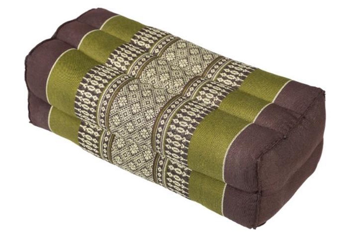 Fine Asianliving Thais Kussen Neksteun Rug Hoofd Meditatie Yoga Blok Groen Kapok 35x15x10cm Meditatie Mat Matras