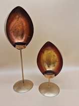 Waxinelichthouder Egg Set - Gold - Brons - Kandelaar - Marrakech - Theelichthouder - Goud - Medium - Op Voet - Ei