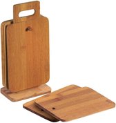 Set de Planches à découper en Bamboe FSC® - 7 pièces - Avec 1x support et 6x Planches à découper en bois de Bamboe - Dimensions. Planches à découper: 22 x 14 x 0,8 Cm.