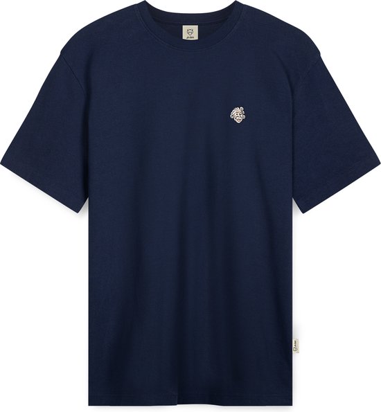 A-dam Navy Einstein - T-shirt - Heren - Volwassenen - Vegan - Korte Mouwen - T-shirts - Katoen - Blauw - M
