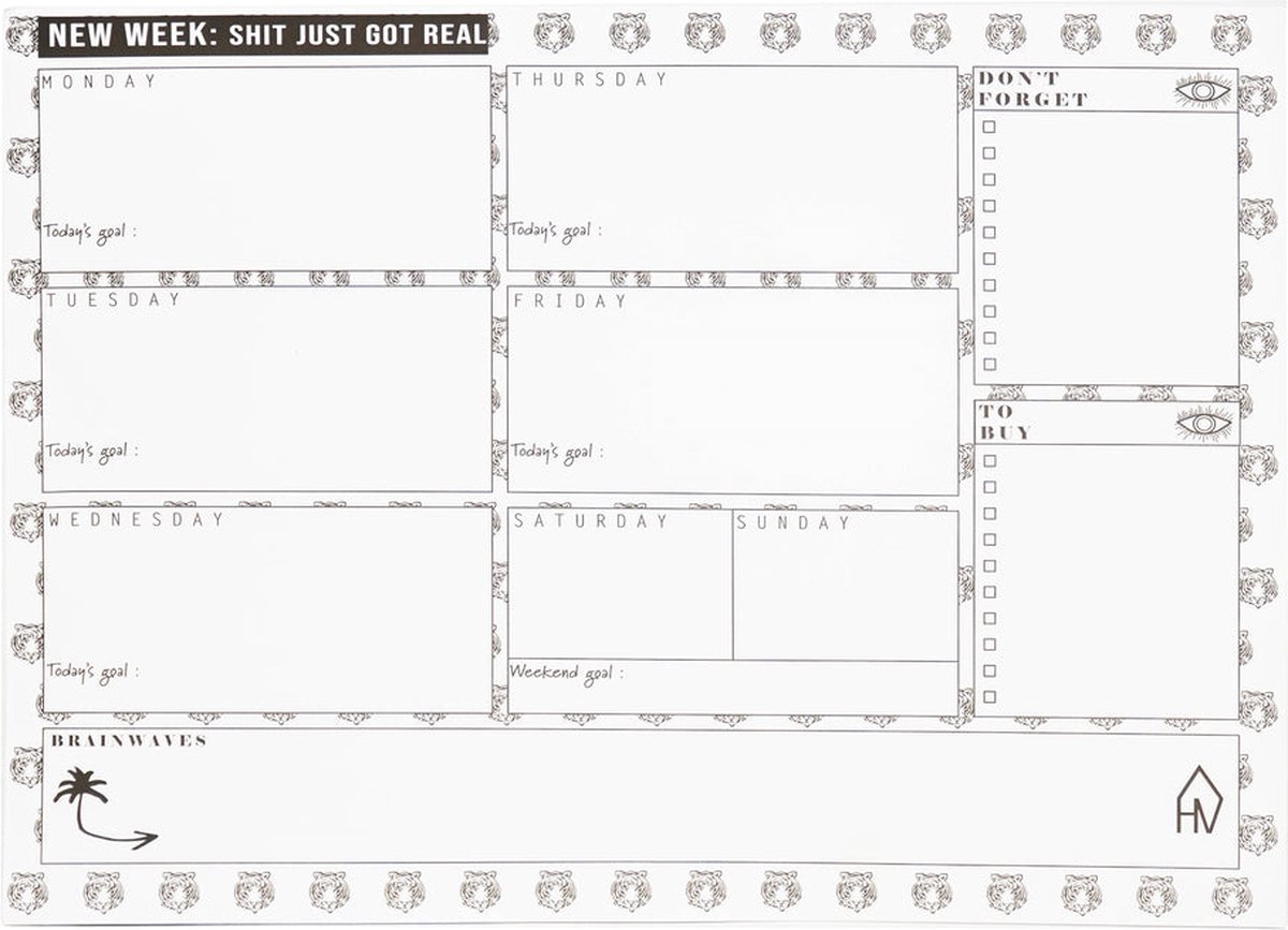 Housevitamin - Weekplanner 'Tijger' (A4)