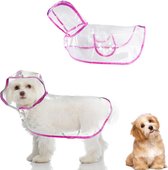 Regenjas voor honden, waterdichte regenponcho voor honden, hoodie, hondenregenjas, verstelbaar en gemakkelijk te dragen, regen- en winddicht, voor kleine, middelgrote hondenkatten, roze, M