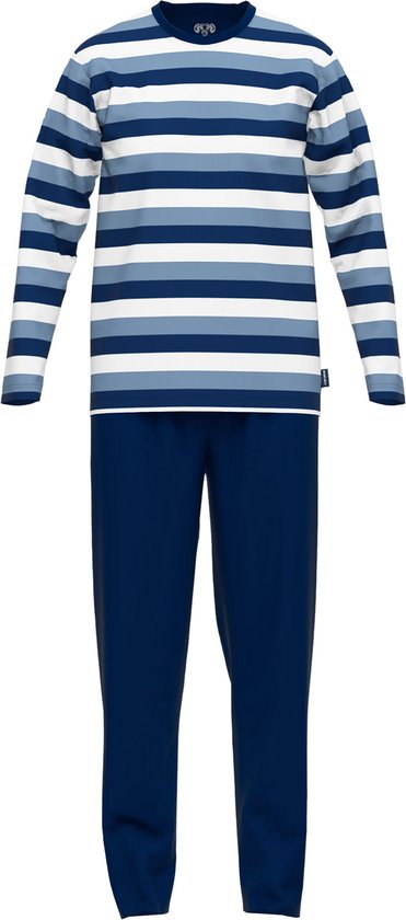 CECEBA Melbourne Heren Pyjama - ronde hals - middenblauw gestreept - Maat XXL