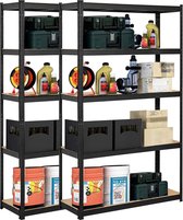 Springos Opbergrek | Stellingkast | Stellingkast Metaal | Zwart 180 x 90 x 40 cm