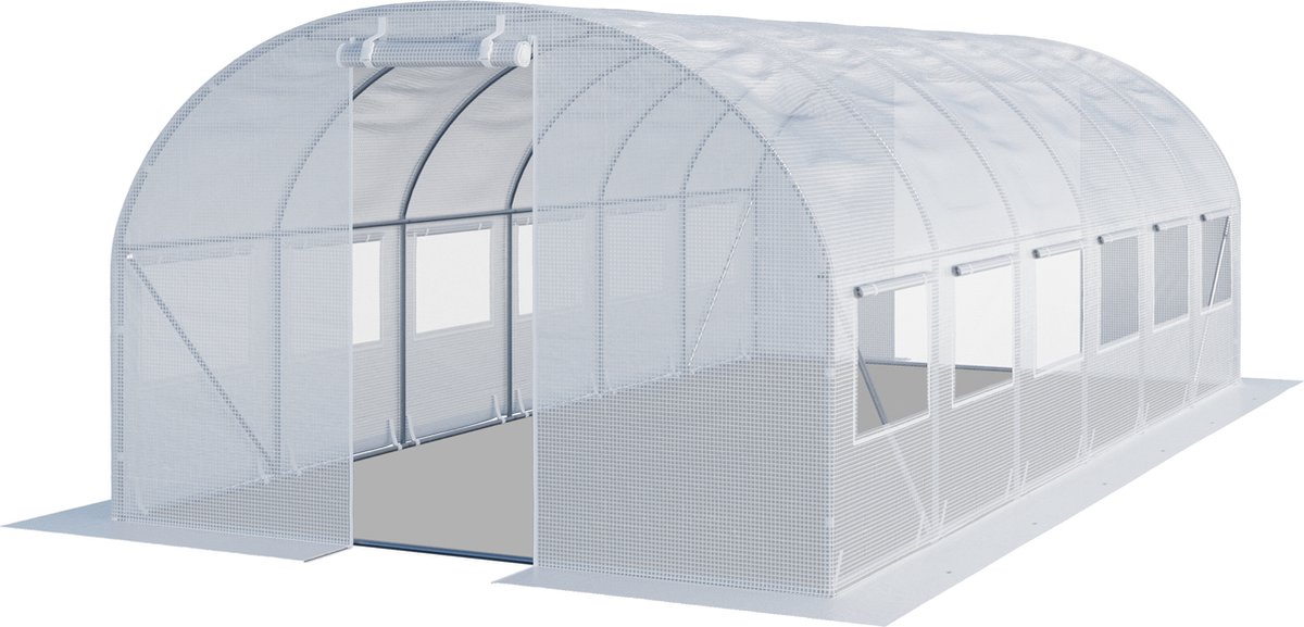 Tunnelkas 3x6m PE-zeil 180g/m² wit transparant