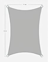 zonnedoek incl bevestigingstouwen PES polyester waterafstotend geïmpregneerd rechthoek 2 x 4 m lichtgrijs