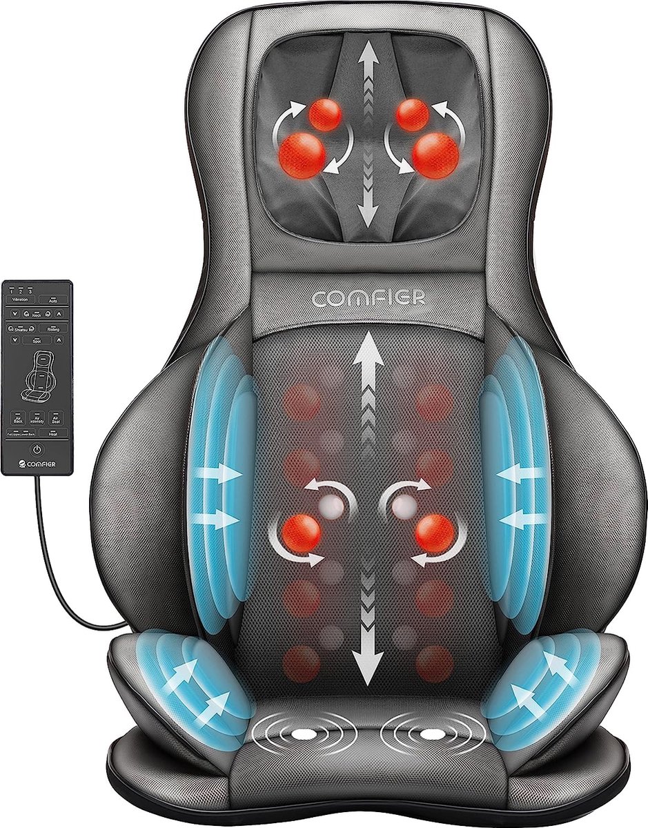 Goedkoopste Shiatsu-massagestoelkussen met kneed- rol- vibratie- en luchtcompressiemassage massagekussen met warmtefunctie voor de nek schouders rug heupen en dijen