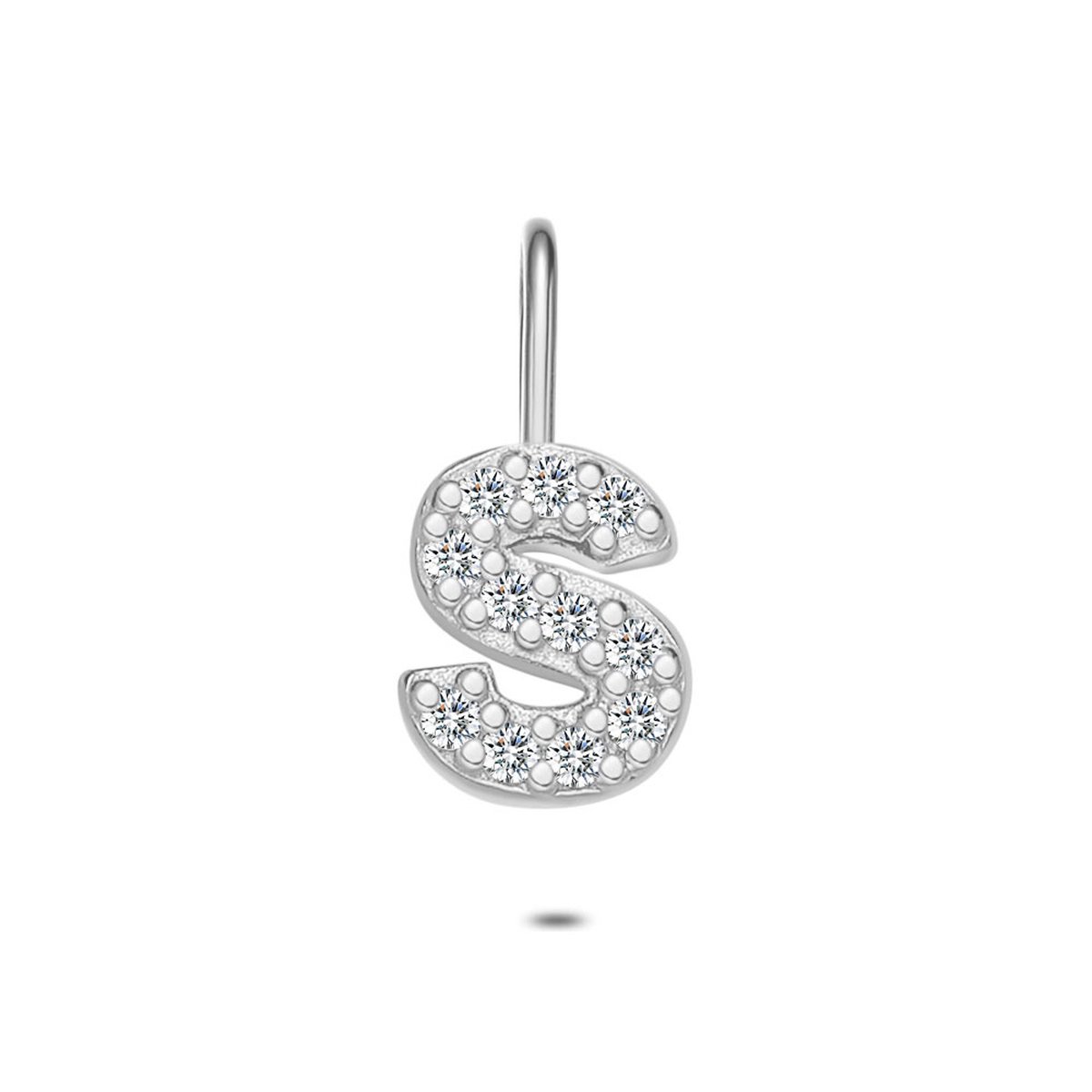 Twice As Nice Hanger in zilver, letter S met steentjes