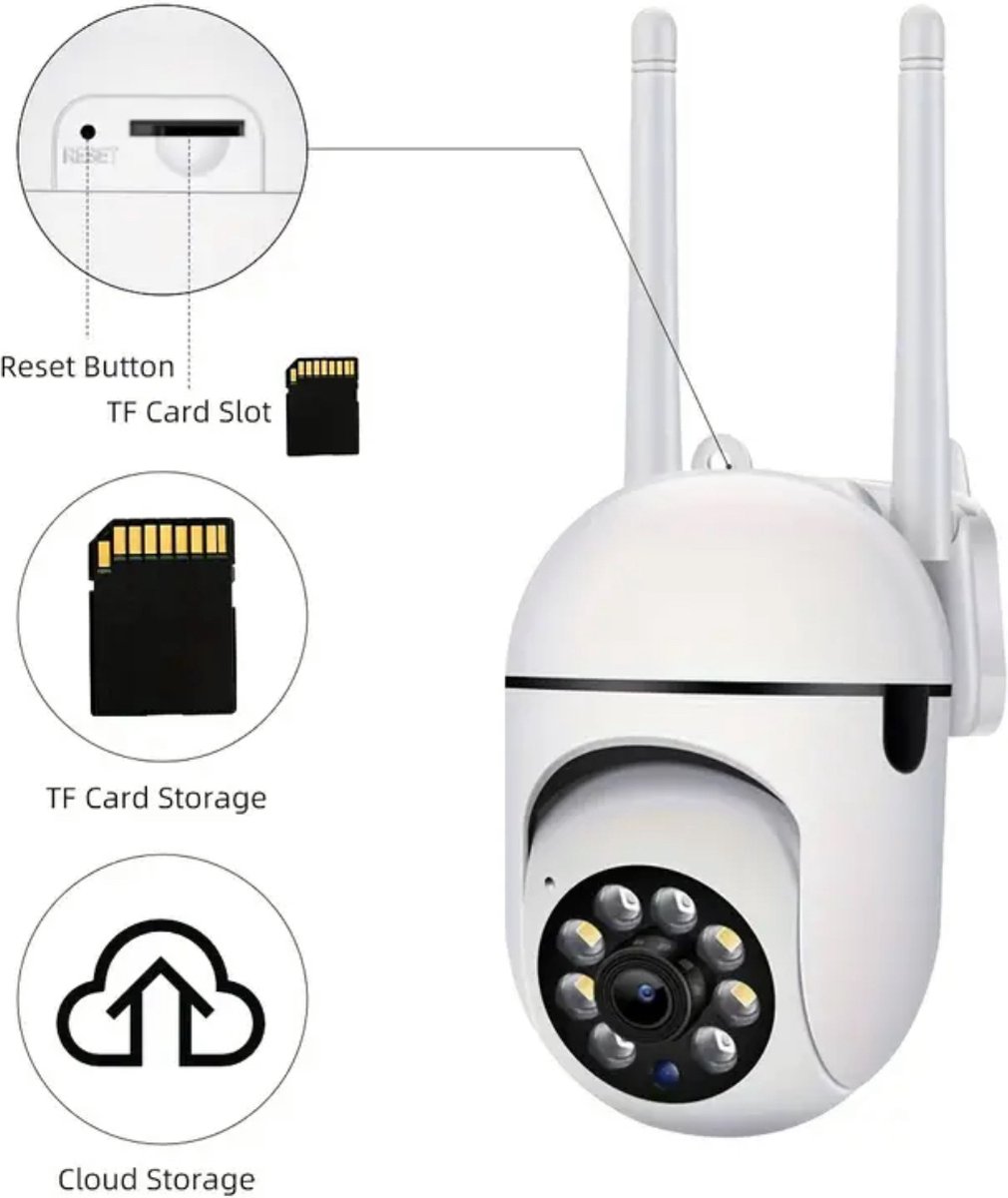 Full HD 1080P Wifi Bewakingscamera - PTZ IP Camera Binnen en Buiten - Nachtzicht en Bewegingsdetectie – foto 6
