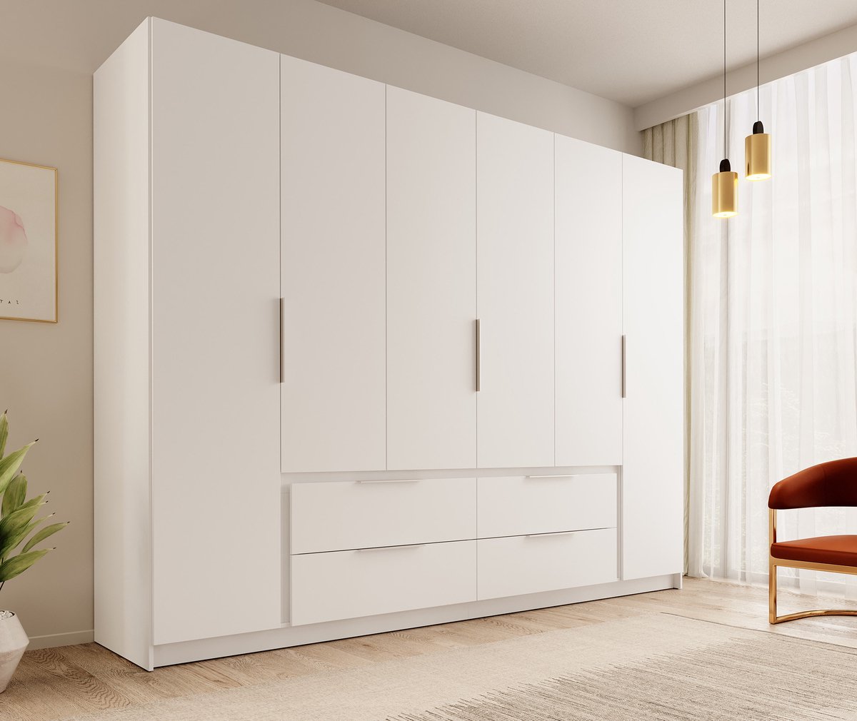 Meubella - Kledingkast Leipzig - Wit - 270 cm