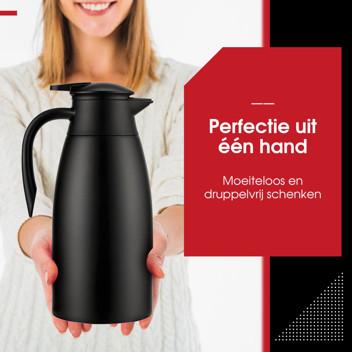 HGMD Thermoskan - 2 Liter - Isoleerkan - Zwart - Koffie - Thee - Voor warme en koude dranken — cadeau in Koken & Dineren - foto 3