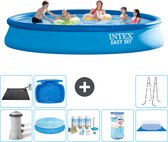 Intex Rond Opblaasbaar Easy Set Zwembad - 457 x 84 cm - Blauw - Inclusief Pomp Solarzeil - Onderhoudspakket - Filter - Grondzeil - Solar Mat - Ladder - Voetenbad