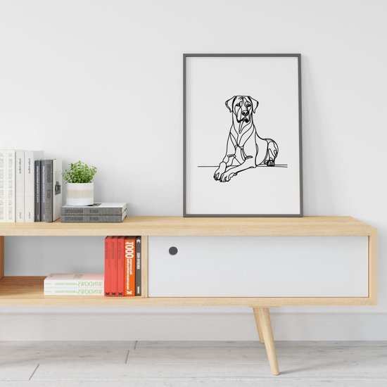 Affiche minimaliste Ridgeback - Dessin au trait de chien élégant pour la décoration intérieure