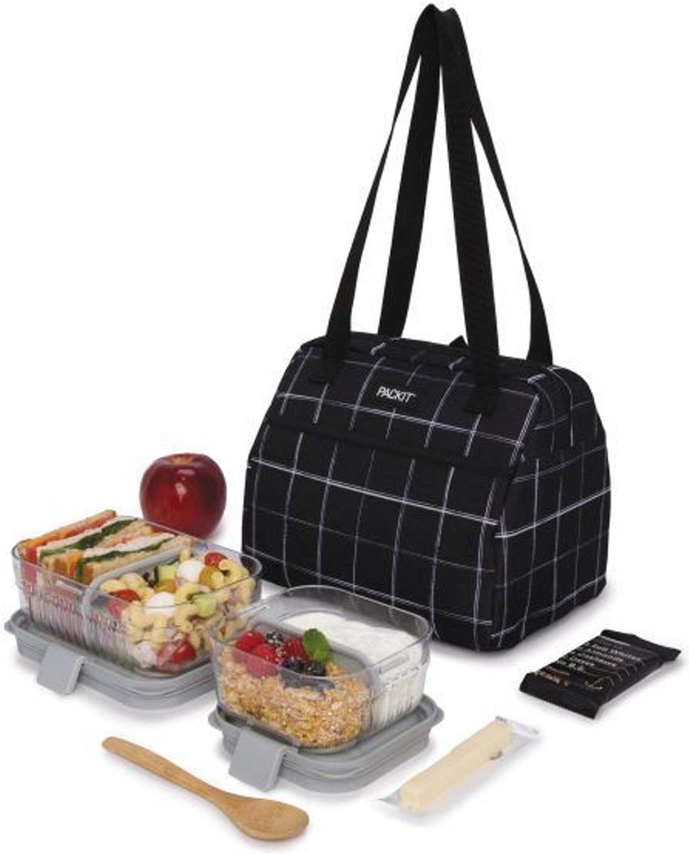 Pack It - Koeltas Hampton Grid - Polyester - Zwart