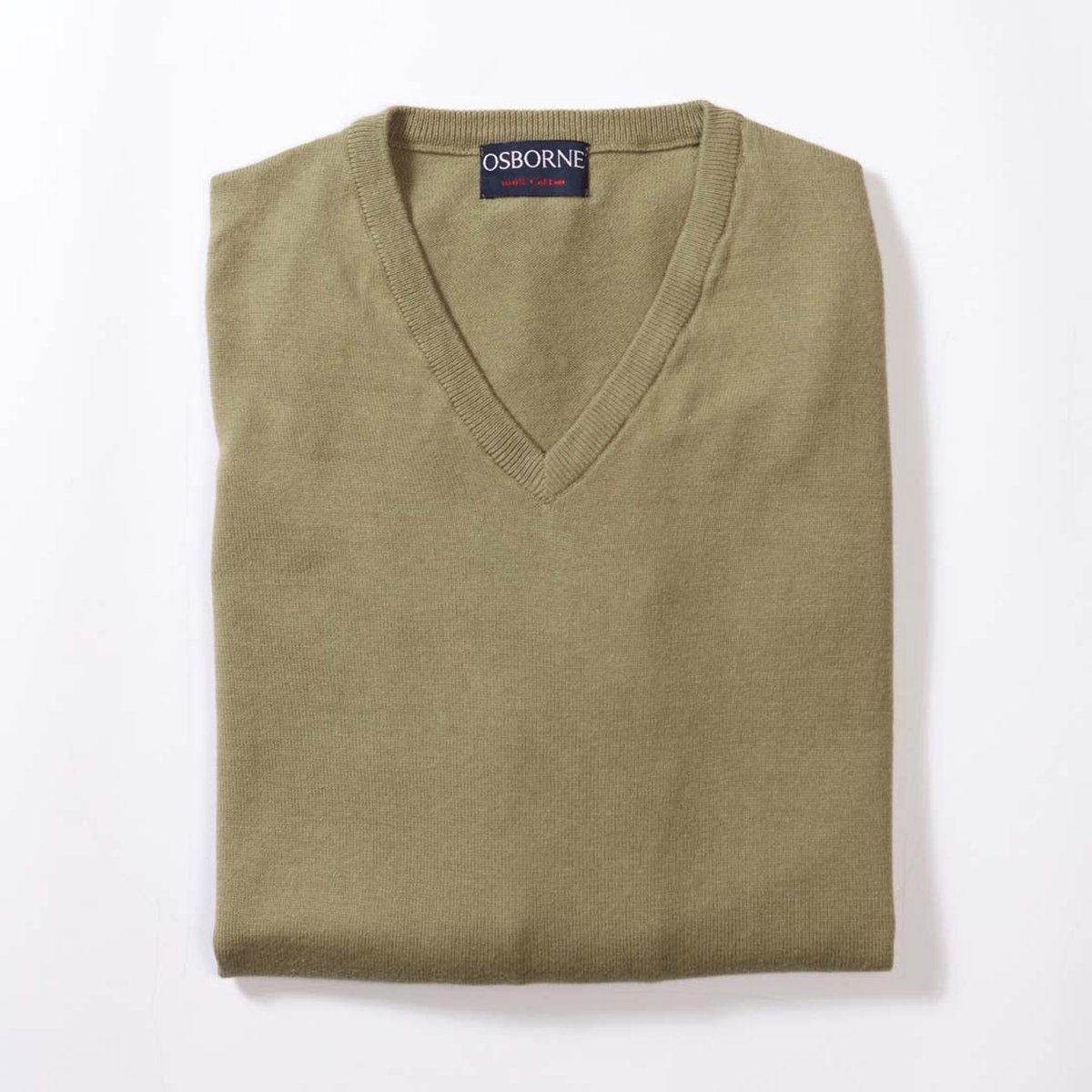 Osborne Knitwear Trui met V hals - Katoen - Khaki - S