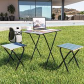 Set de bistro Pieksämäki table de jardin avec 2 chaises de jardin noir multicolore et bleu