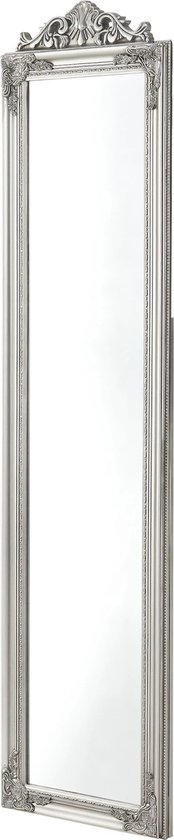In And OutdoorMatch Schitterende vrijstaande spiegel Divarno - met barokke lijst - verstelbaar - 160x40cm - zilver - passpiegel