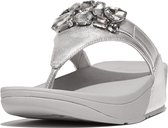 FitFlop Lulu Jewel-Deluxe Metallic-Leather Toe-Thongs ZILVER - Maat 41