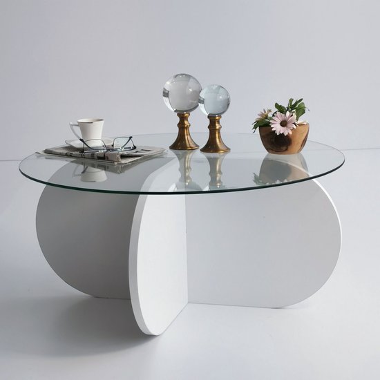 Salontafel - Stijlvol Wit - 75x35x75cm - Gehard Glas - Perfect voor elk ...
