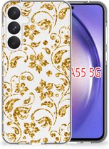 Telefoonhoesje Geschikt voor Samsung Galaxy A55 Back Cover Siliconen Hoesje Gouden Bloemen