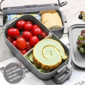 Bento Box Lunchbox 1600 ML,2 in 1 PP Broodtrommel met 3 Vakken, Duurzame Snackbox met Lepel, Lunchbox voor Volwassenen en Kinderen, Broodtrommel voor School Werk Picknick Reizen