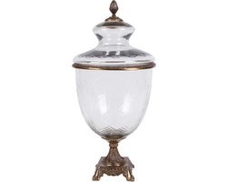 Baroque - Vaas - Glazen vaas met deksel alu Ø24 cm - 51x24x24 - Aluminium+glass