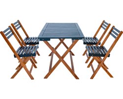 Tuinset Altamura 5-delig tuintafel met 4 tuinstoelen houtkleurig en grijs (en.casa)