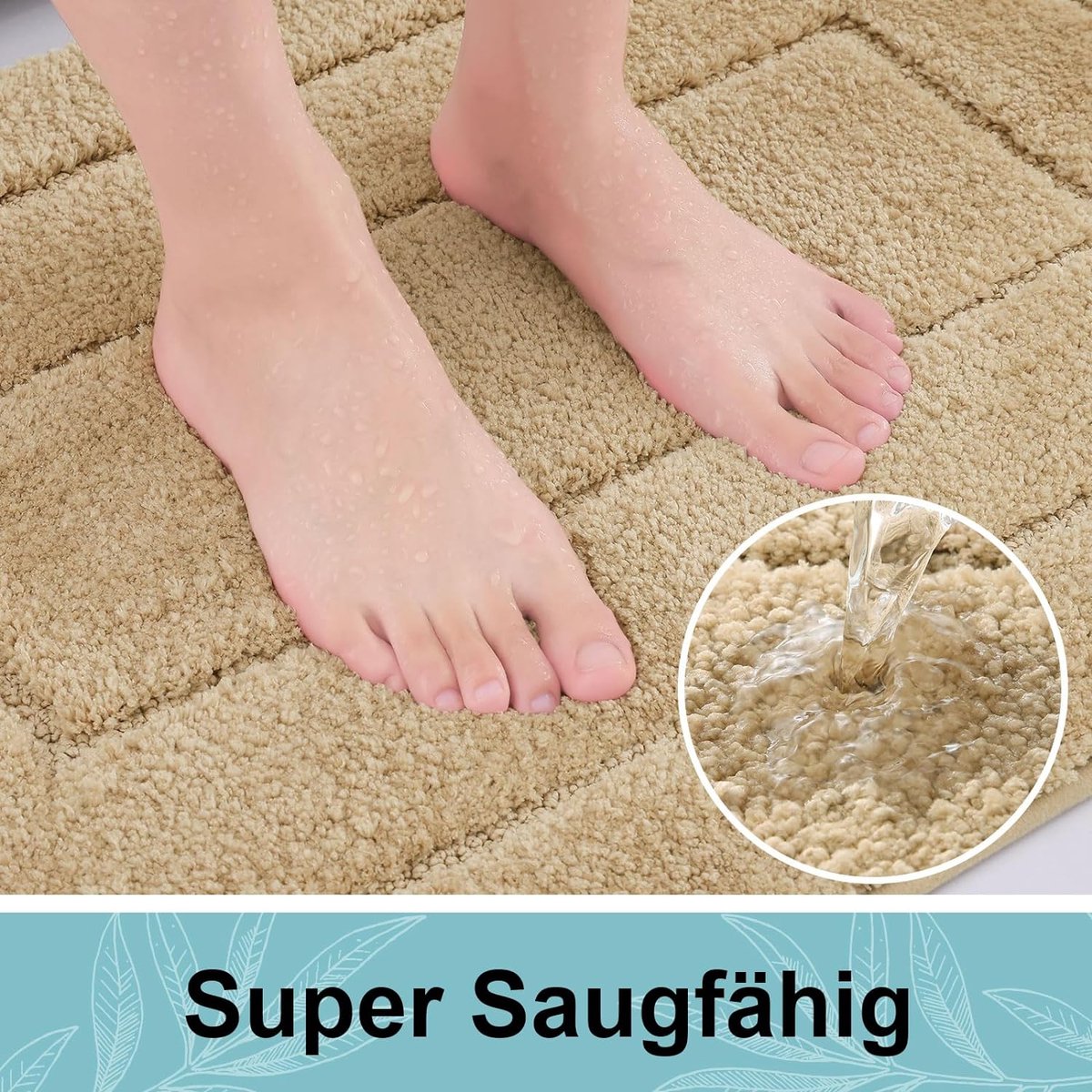 Antislip Microvezel Badkamertapijt 50x60 cm - Zachte Waterabsorberende Toiletmat - Beige Wasbare Mat