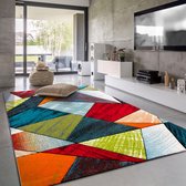 Paco Home Tapis Salon Poils Ras Moderne Motif Géométrique 3D 160x230 cm
