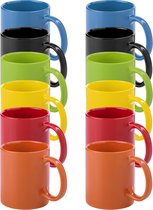 Bellatio Design Koffie mokken/drinkbekers Auxerre - 12x - keramiek - mediterrane kleuren mix set - 370 ml