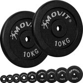 MOVIT® Halterschijven Set 20 kg - 2 x 10 kg - Gewichten - Gietijzer - Zwart - 30 mm