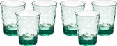 Leknes Drinkglas Gloria - 6x - transparant groen - onbreekbaar kunststof - 470ml -camping/verjaardag