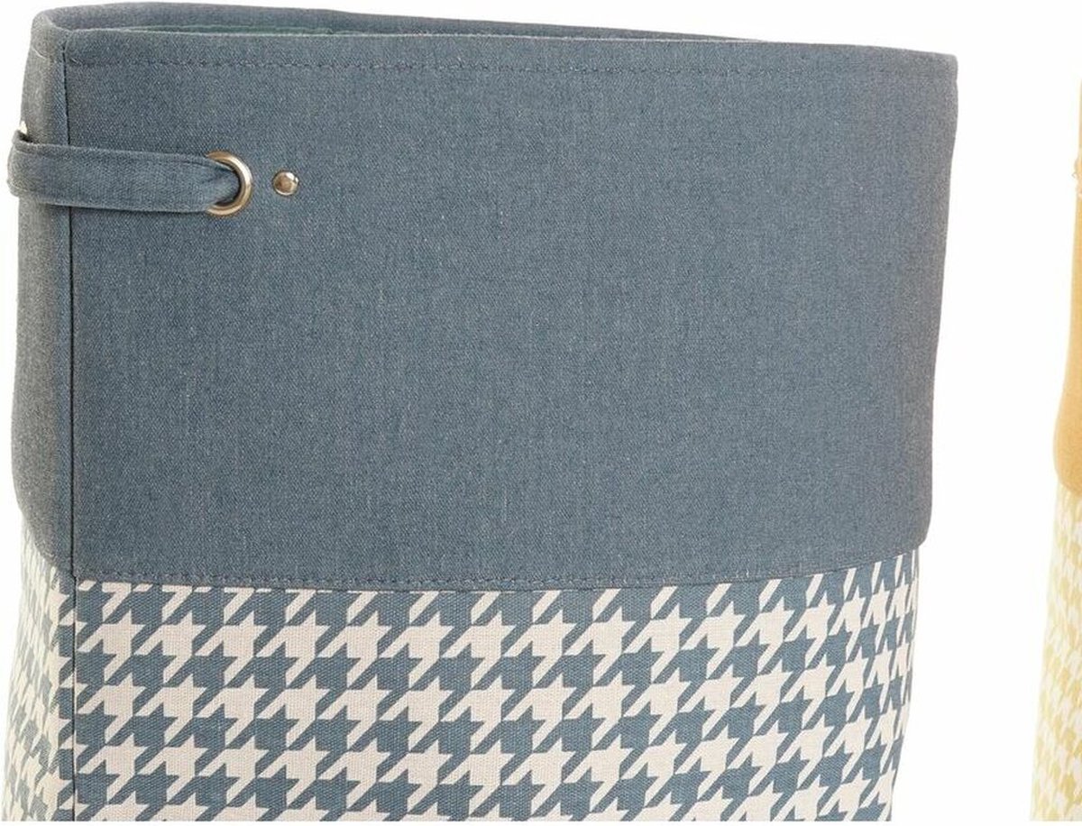 Goedkoopste Wasmand DKD Home Decor Pied-de-poule Metaal Geel Blauw Grijs Multicolour 30 x 40 cm 40 x 40 x 60 cm (3 Stuks