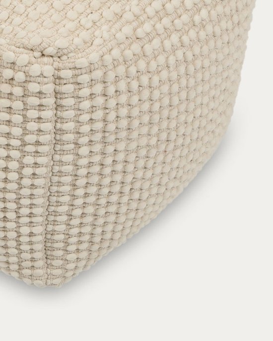 Kave Home - Pouf Mascarell en coton et polypropylène blanc 45 x 45 cm