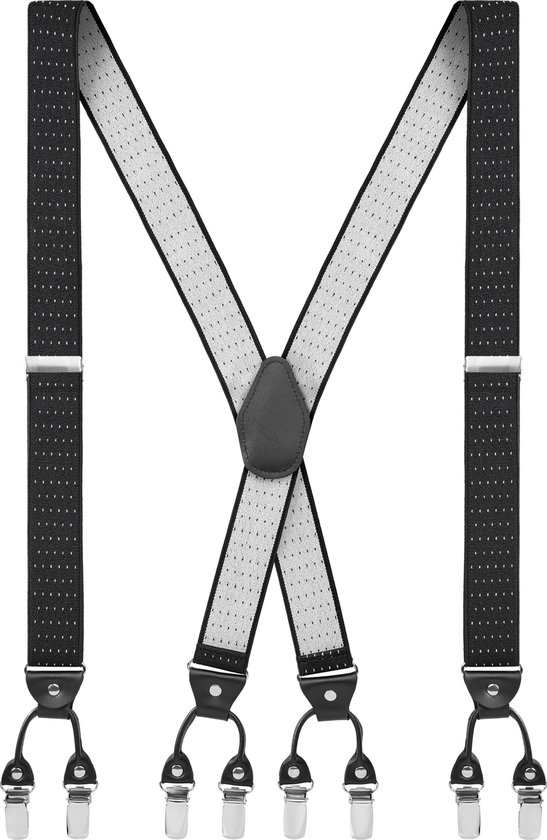 Vexel | Brede Gestippelde Grijze X-vormige Clip Bretels