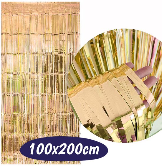 Foto: Glittergordijn goud 1 stuk 100x200 cm folie gordijn backdrop oud en nieuw kerst