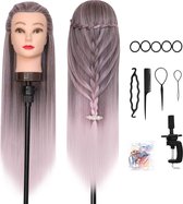 Zacht Professioneel Oefenhoofd 26-28Inch Kappershoofd 100% Synthetisch Haar Ombre Traininghoofd - Kapperspop met Steun en Styling Accessoires